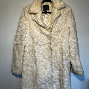 I.N.C. Faux Fur Coat Cream Ivory Faux Fur Jacket Size M